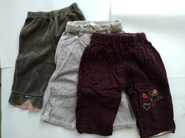 #lot de 3 pantalons velours Obaïbi, Grain de Blé, Tissaia taille 12 mois