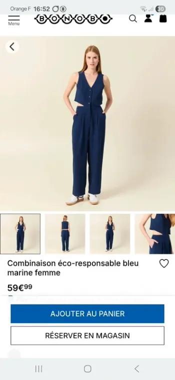 Combinaison bleu marine Bonobo