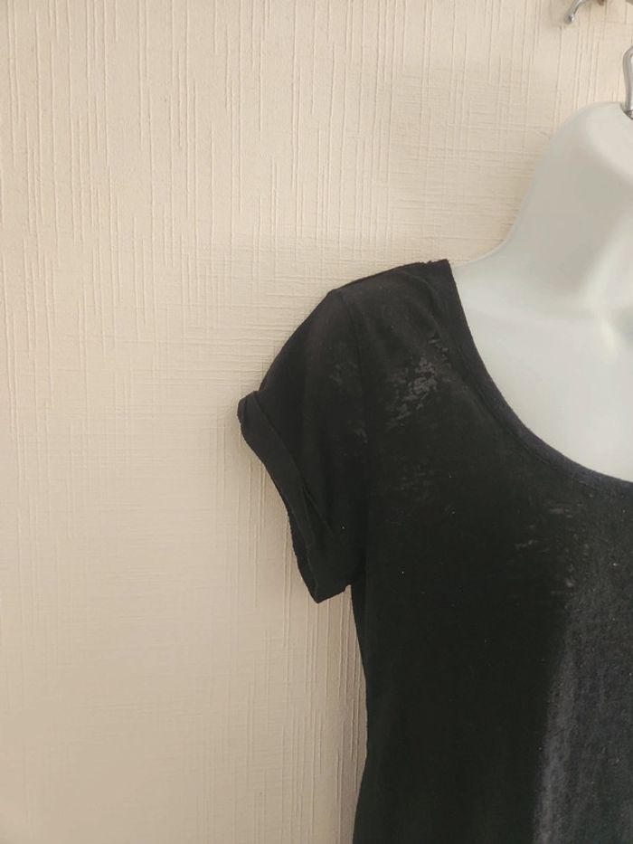 Tee-shirt noir manches courtes avec poche poitrine - photo numéro 3