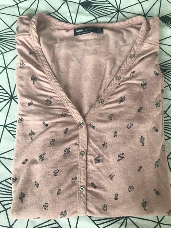 Tee shirt manches longues rose tropical - photo numéro 4