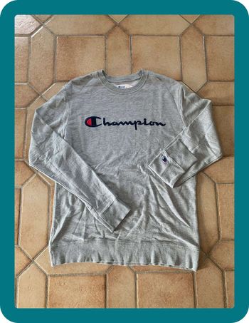 Crewneck sweat Champion gris unisexe gris logo brodé vintage