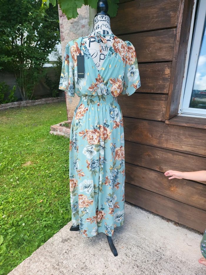 Robe fluide légère floral dorée mariage témoin M L - photo numéro 9