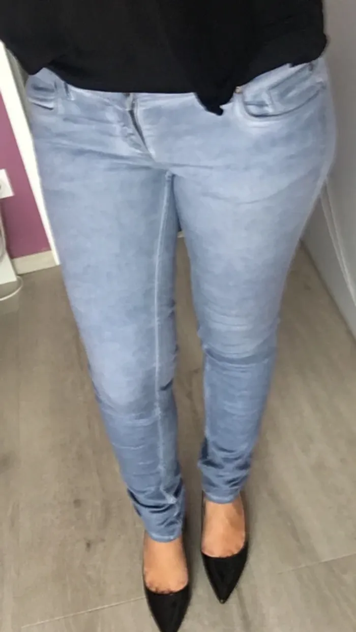 Pantalon Slim bleu effet délavé Promod - photo numéro 4