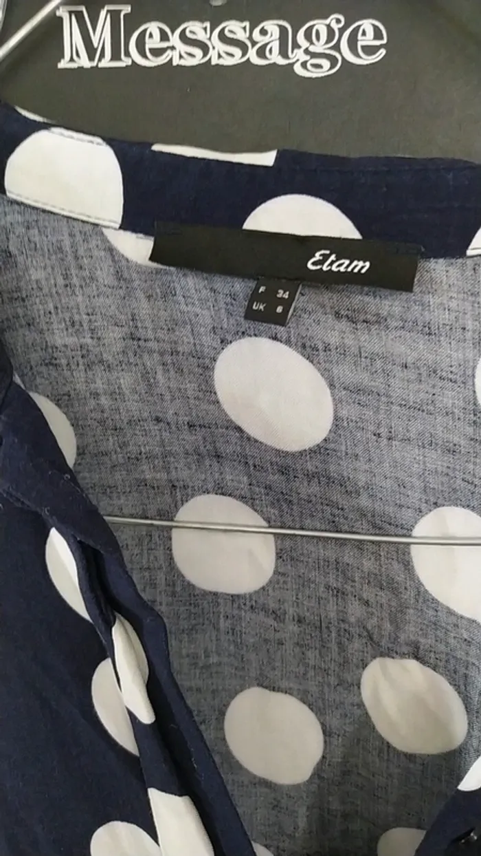 Robe à pois blanche et bleue Etam 34 - photo numéro 3