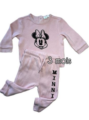 Ensemble bébé fille 3 moi Disney minie orchestra rose