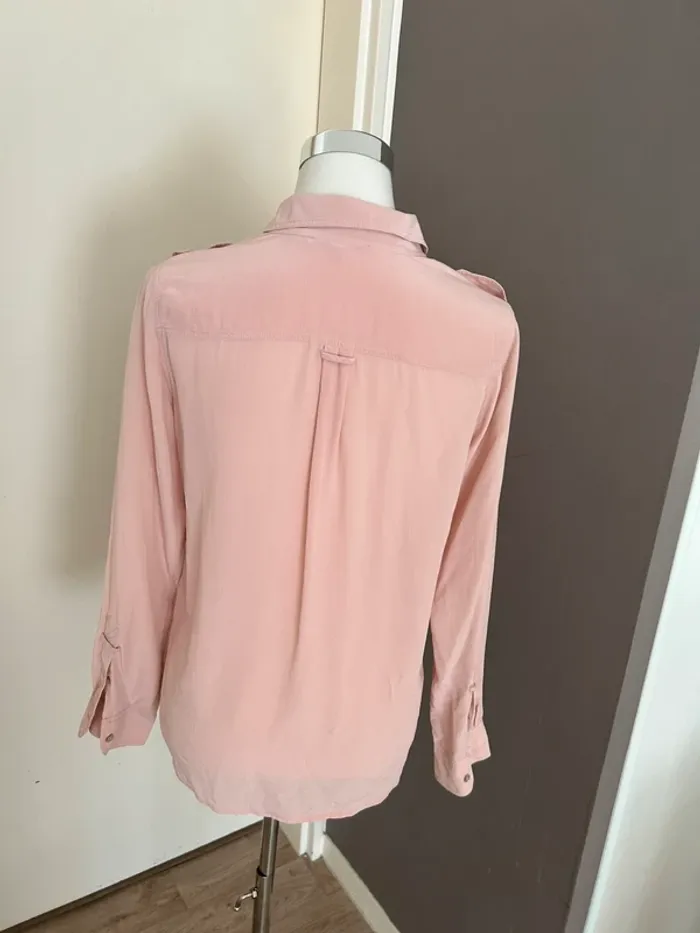Gerard Darel, top haut blouse chemise  rose soie , femme, taille 38 - photo numéro 4