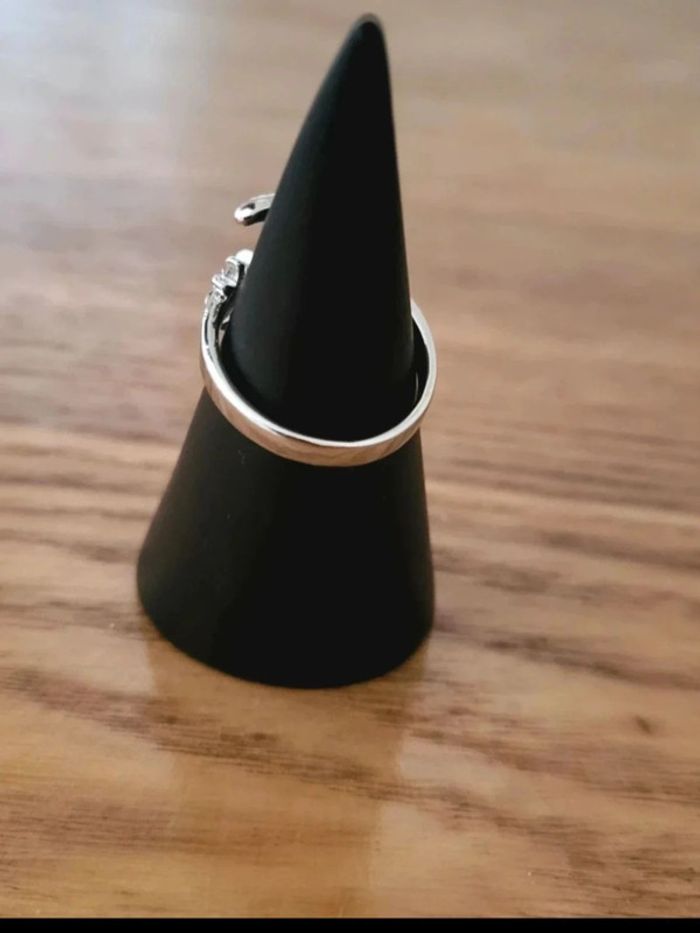 Bague lune et étoile en strass argentés – bijou fantaisie femme ajustable – style céleste bohème - photo numéro 7