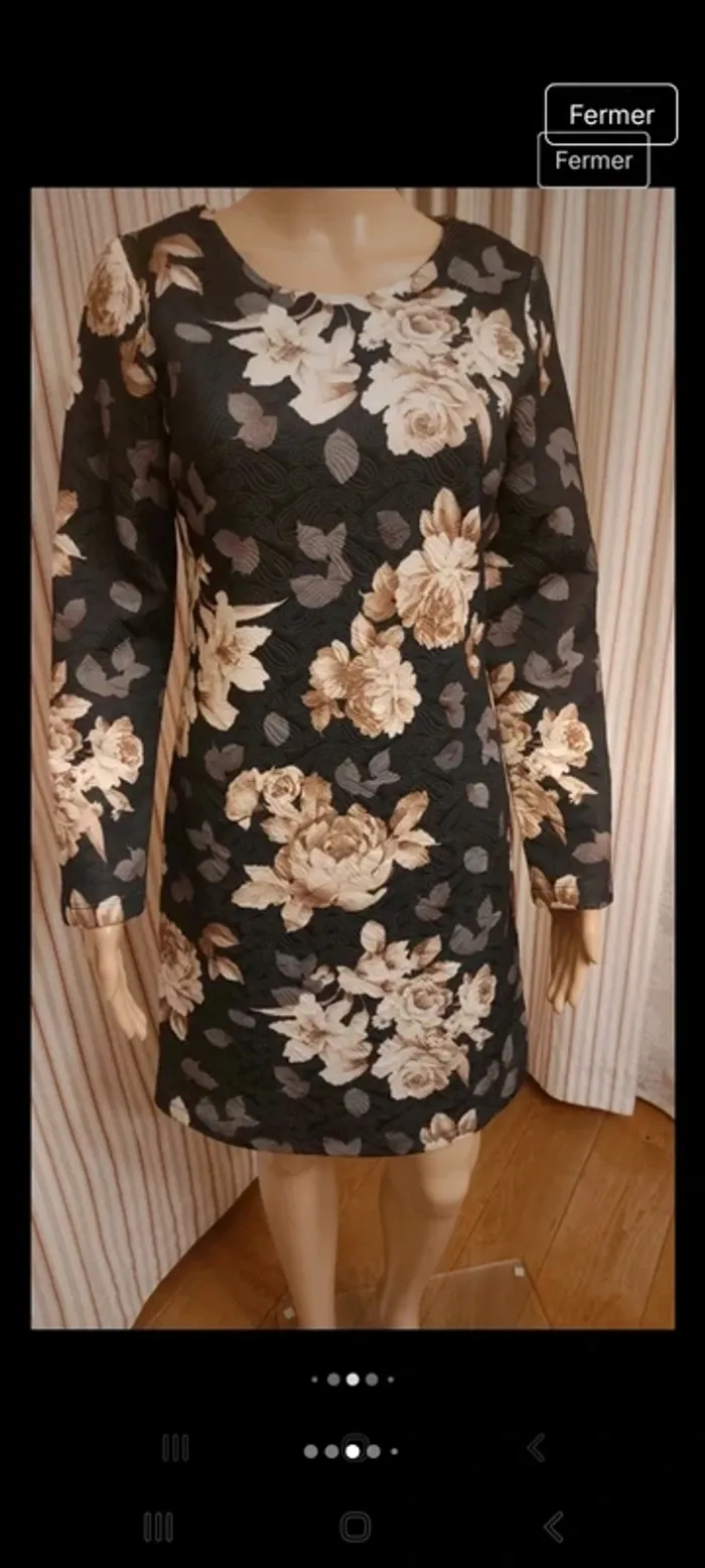 Jolie Robe Anonyme noir fleuries taille S 36 - photo numéro 3
