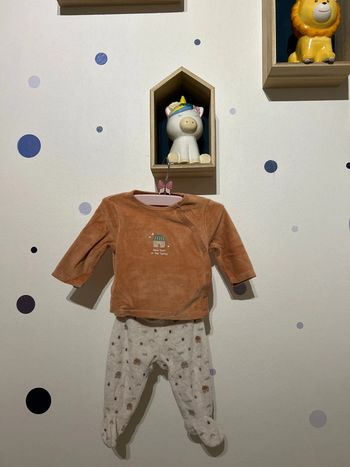 Pyjama velours 2 pièces 3 mois 56-62cm