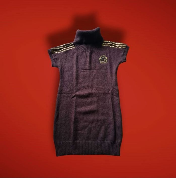 robe / tunique hiver marron doré laine fille 8 ans