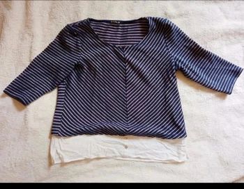 Blouse manches longues rayée bleu blanche et doré Bréal taille 40/42