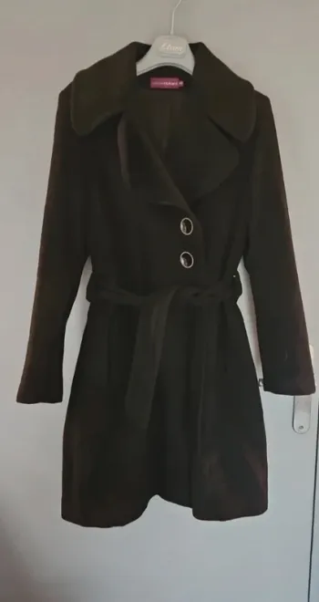 Manteau Carole Richard Laine & Mohair T40- Chic et chaud avec ceinture