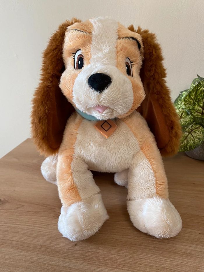 Doudou peluche chien lady la belle et le clochard collier bleu Disney nicotoy - photo numéro 3