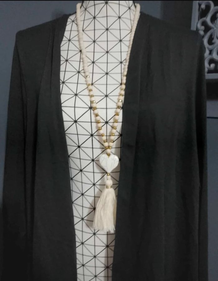 Cardigan Grande Taille 52 – Ouvert Devant, Manches Dentelle & Design Élégant Noir - photo numéro 5