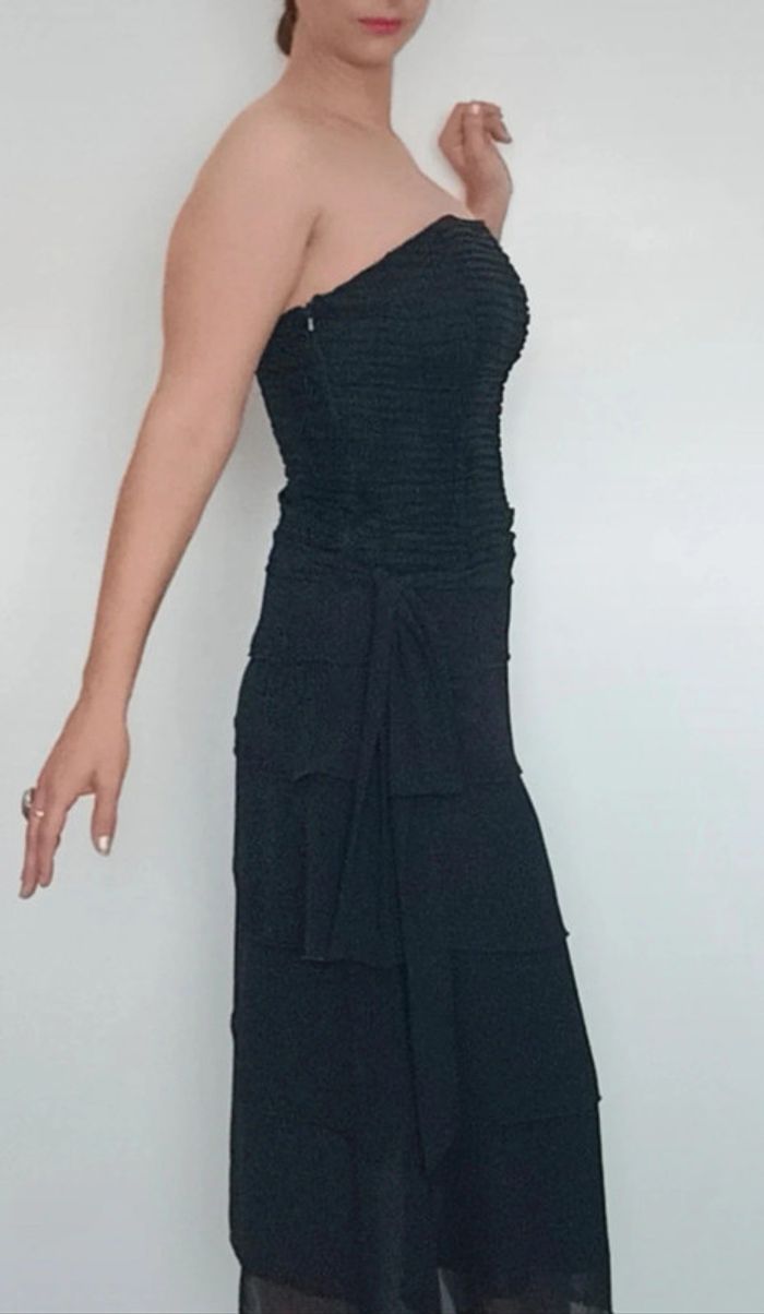 Robe cocktail bustier noire volantée chic taille 38 - photo numéro 6