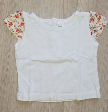 T-shirt Blanc Coquet Manches Ballons Floral - 6 mois