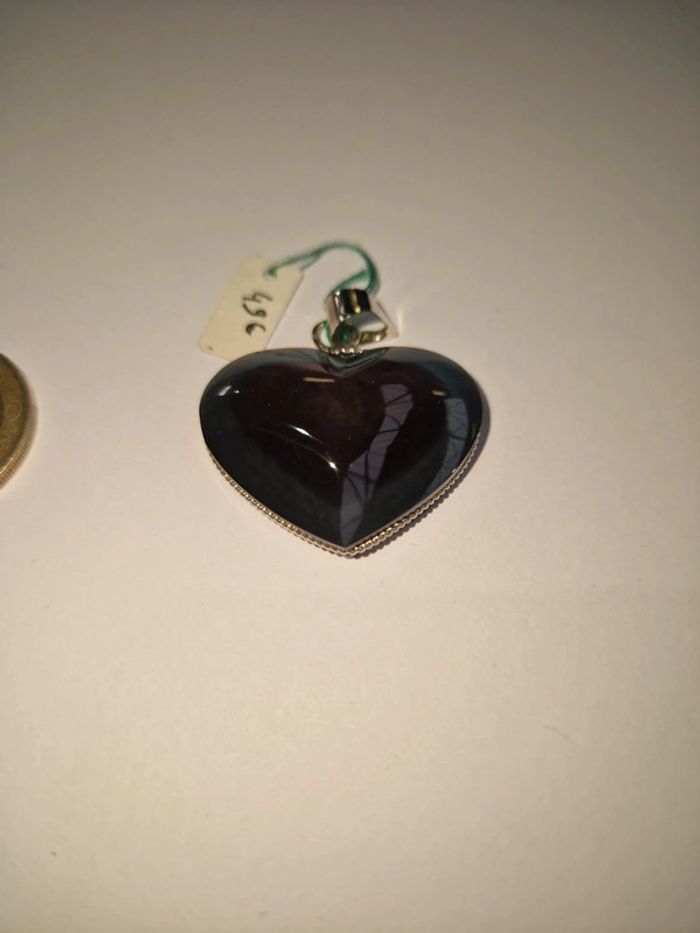 Pendentif obsidienne arc en ciel cœur Mexique - photo numéro 5