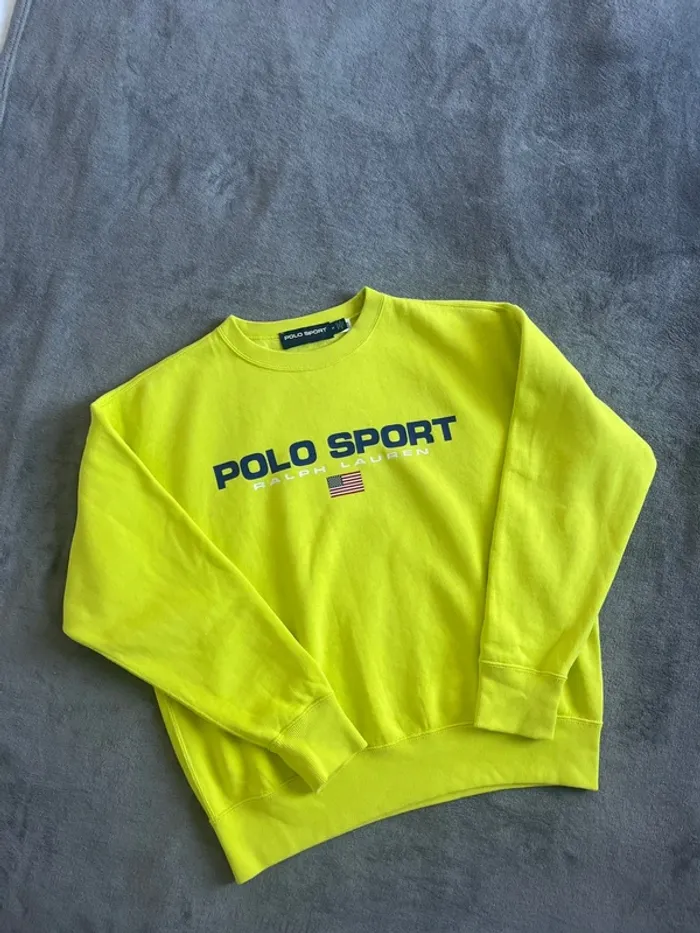 Sweat jaune vintage Polo Ralph Lauren – USA Flag – Taille M
