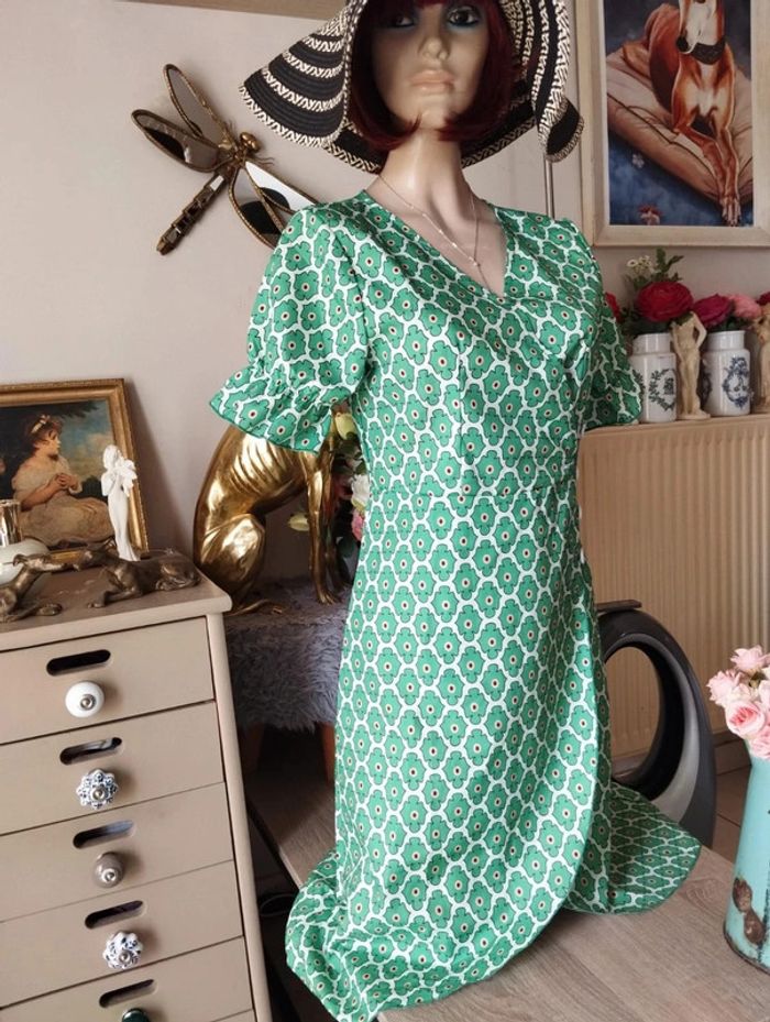 🌿Robe Verte Légère Croisée Graphique T34/36🌿 - photo numéro 16