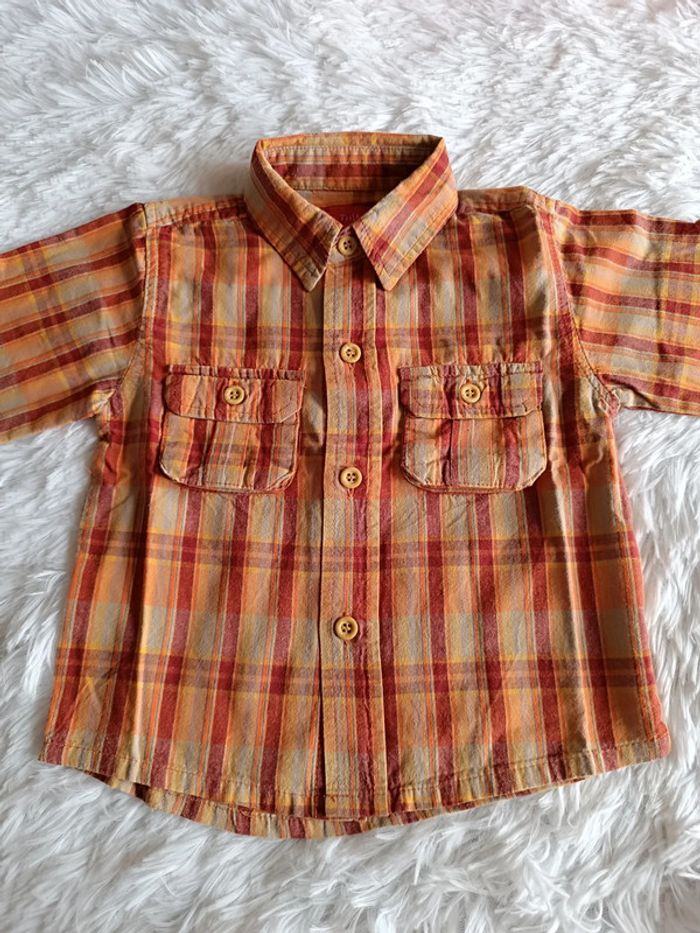 Chemise 2 en 1 manches longues et courtes à carreaux T. 12 mois Tissaia - photo numéro 5
