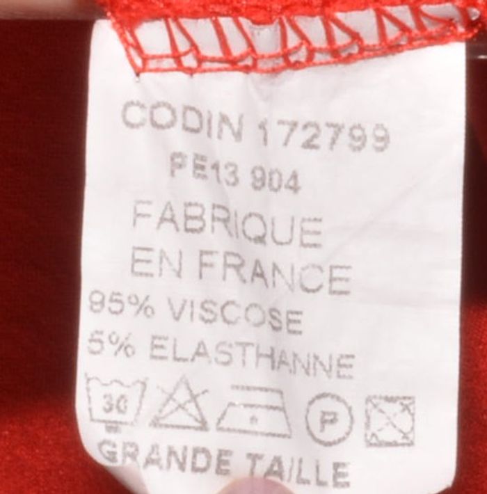 robe d'été rouge uni manches 3/4 élastiquée fluide taille L - photo numéro 2