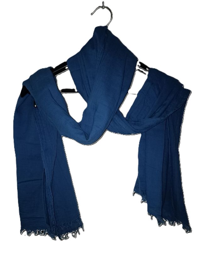 Foulard Écharpe Coton Bleu Canard - Doux & Léger - photo numéro 5