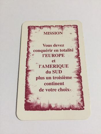Carte mission Amérique du Sud pièce détachée jeu de société Risk la conquête du monde Parker #A54