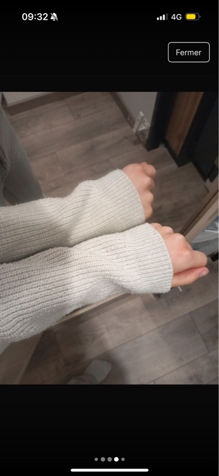 pull blanc col v femme - photo numéro 5