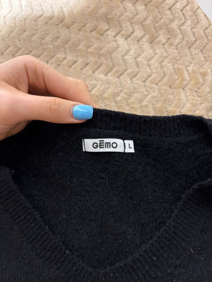 Pull noir col V femme - Gémo taille L - photo numéro 3