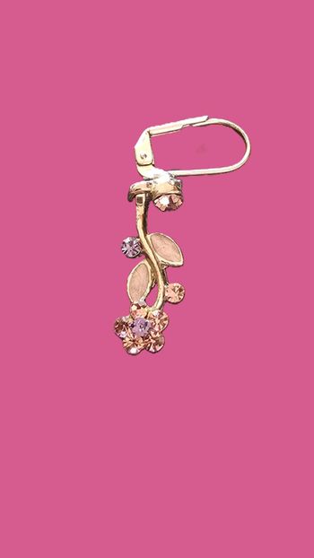 Boucles d’oreille fleur pierre de cristal rose Maty