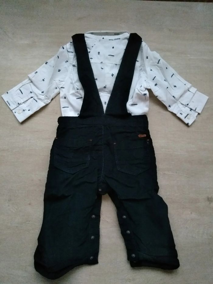 Ensemble Salopette et chemise longue, tape à l'oeil, taille 12 mois, neuf - photo numéro 2