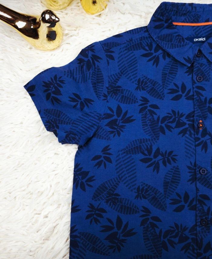 Chemise manches courtes tropical bleu marine Garçon taille 10 ans marque Okaidi 🎸 - photo numéro 6