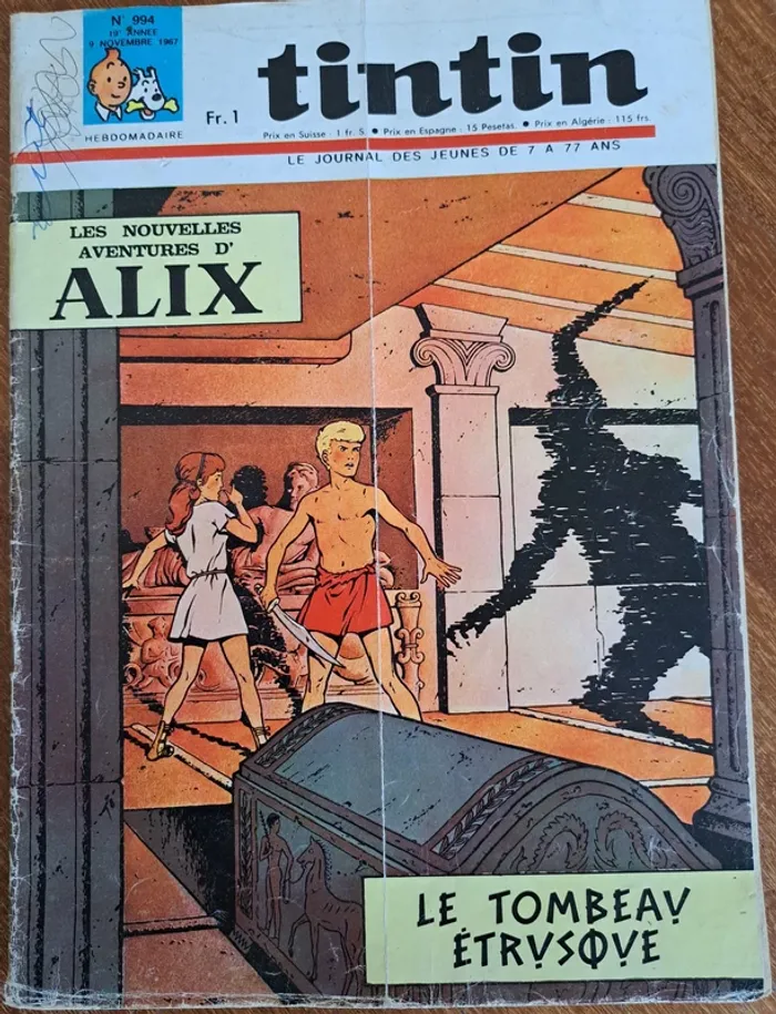 lot de 10 Magazines, Tintin Hebdomadaire , 1967-1968, état correct - photo numéro 10