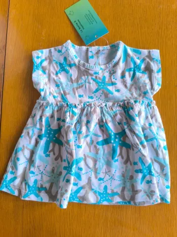 319019 tunique bleue/blanc fille 3 mois