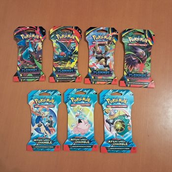 Lot pokémon blister carton scellés de 1 artset de 4 boosters ME2 + 3 boosters EV9