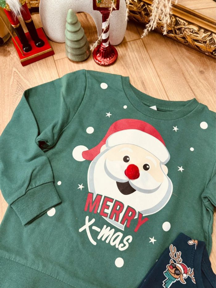 Taille 6 ans teeshirt et sweat-shirt de Noël garçon Primark vert bleu marine * Père Noël * 🎄 - photo numéro 2