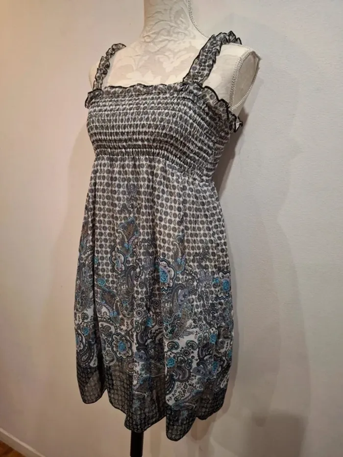 Robe bleu fleurie taille unique boheme - photo numéro 4