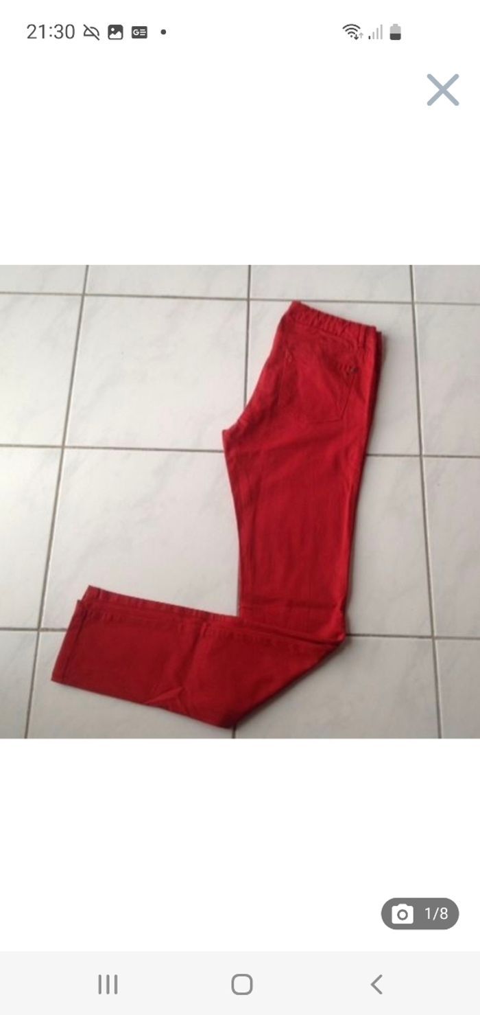 Pantalon slim rouge carmin 14 ans Monoprix Kids - photo numéro 1