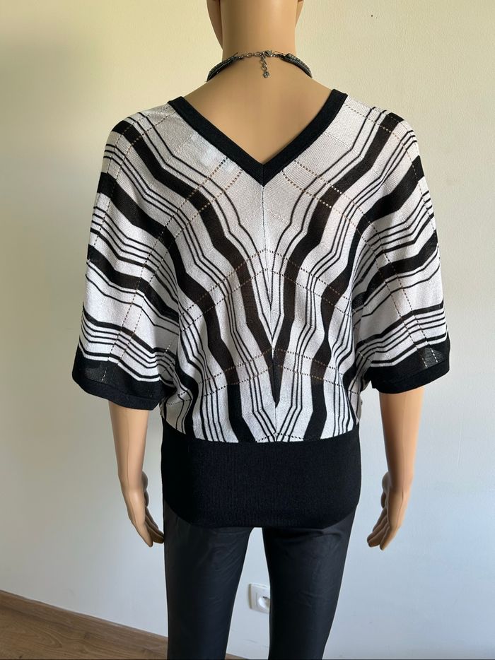 Pull noir et blanc à manches courtes Morgan taille M excellent état - photo numéro 5