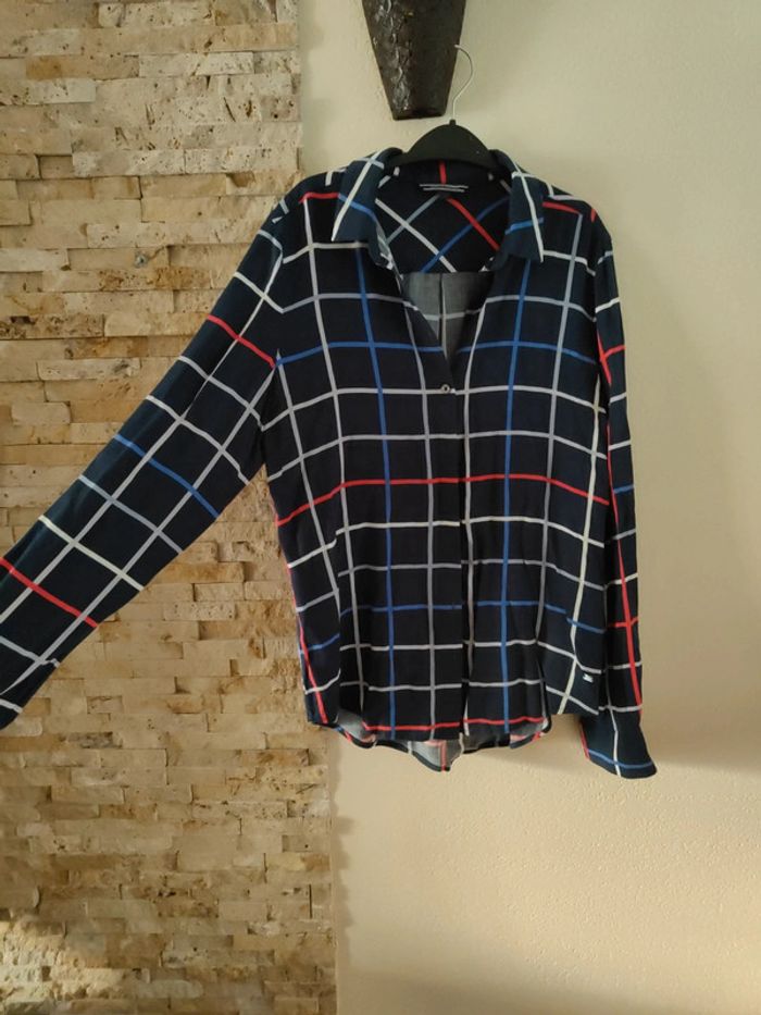 Chemise bleue marine quadrillée tommy Hilfiger - photo numéro 1