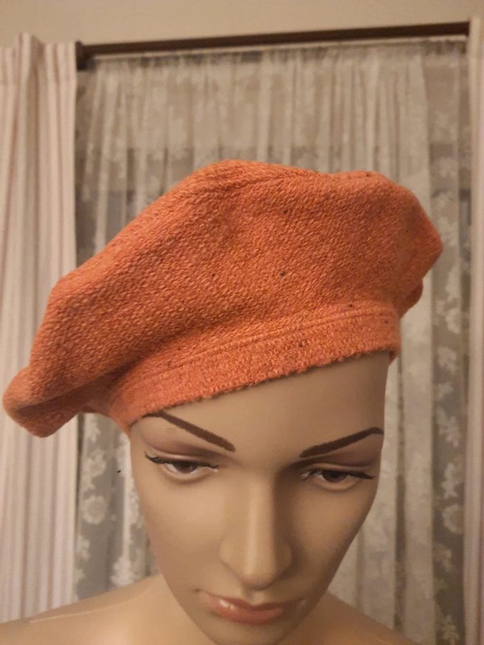 Béret Sugar laine/coton couleur corail 56cm - photo numéro 3