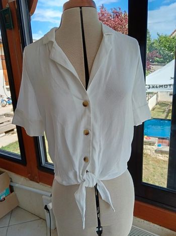 Chemisier blanc crop noué H&M 36