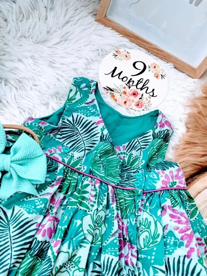 Robe fleurie et bandeau cheveux DPAM fille 9 mois 🎀 - photo numéro 5
