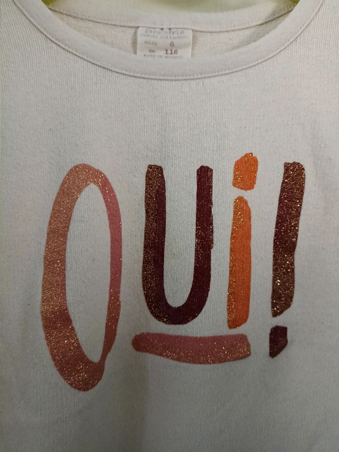 Pull fin "oui!" Zara 6 ans - photo numéro 2
