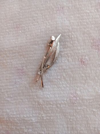 👧 broche feuille argenté