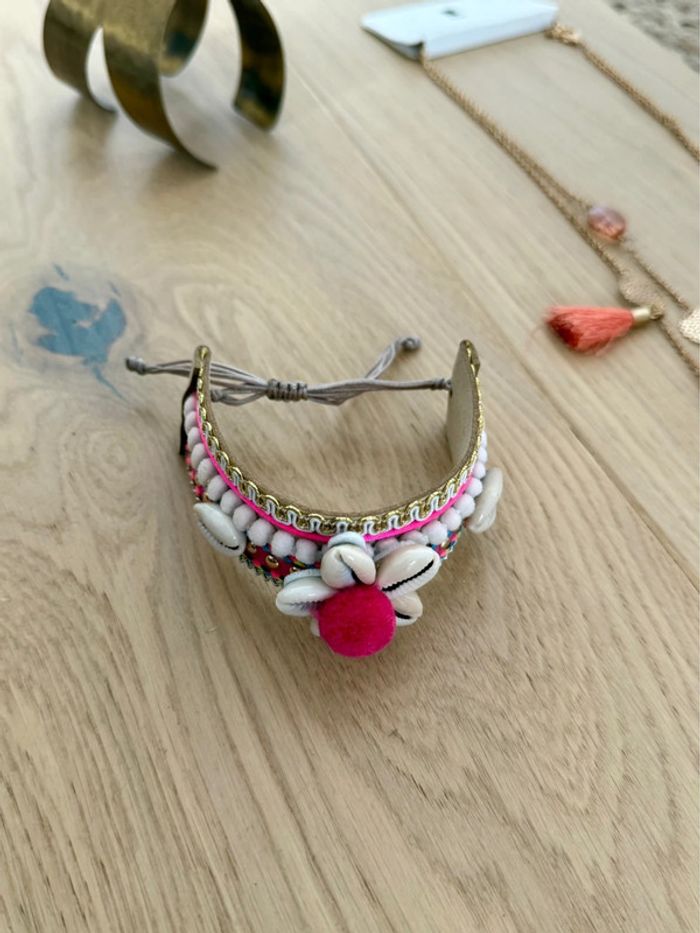 Collier sautoir corail pompons été strass boucle d’oreilles Ketting Halskette Necklace Collar Colar - photo numéro 9