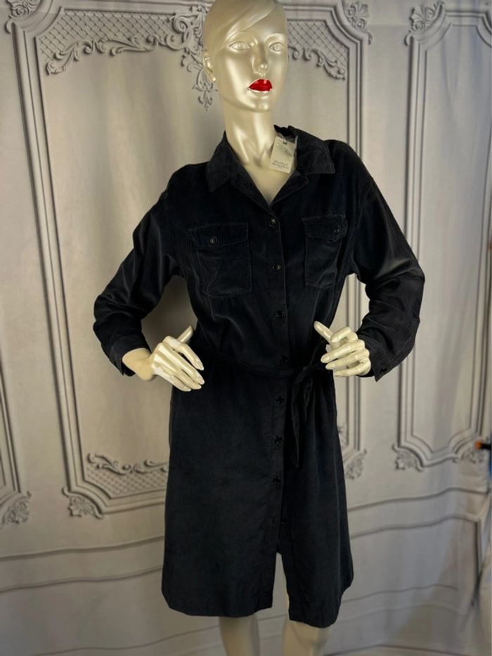 Robe longue en velours marine Hartford T2 / M neuve
