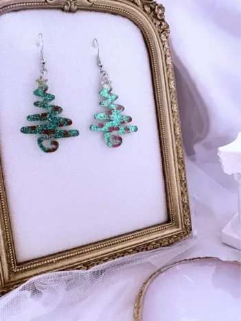 Boucles d’oreilles pendantes Sapin de Noël