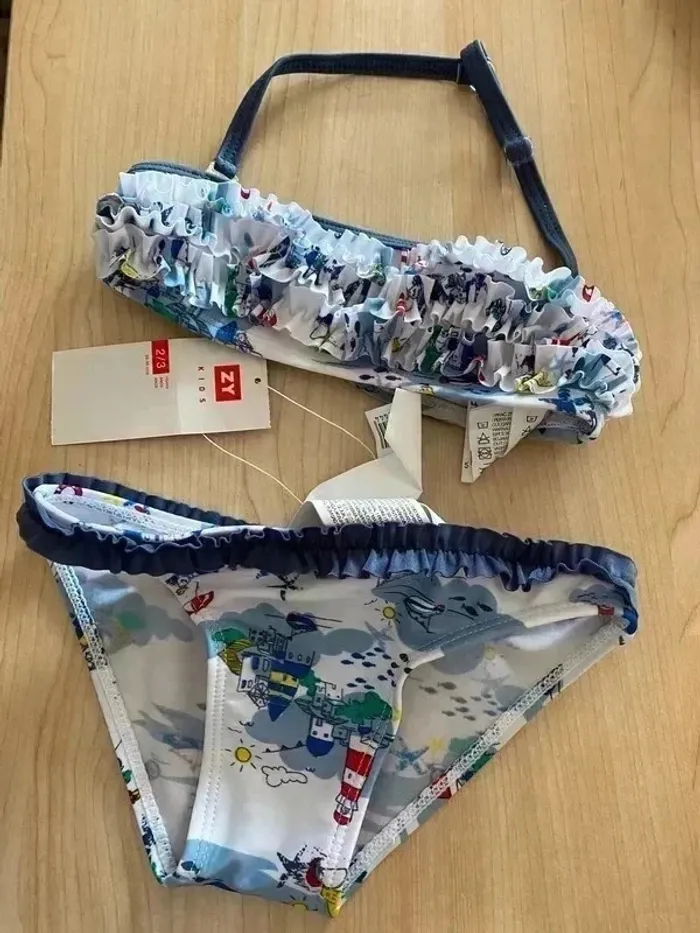 Maillot de bain Bikini 2 3 ans ZY Neuf Haut à frou frous - photo numéro 2