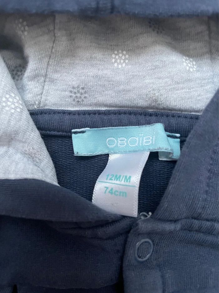 Gilet à capuche Obaïbi bleu marine 12 mois - photo numéro 5